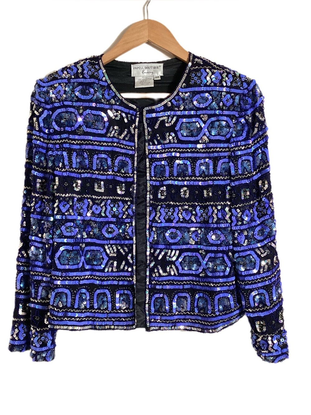 Papell Boutique Vtg Silk Beaded Ornate Evening Jacket 12P